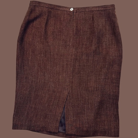 Vintage Dolce & Gabbana Brown Linen Blend Tweed Pencil Skirt IT Size 48 - Picture 15 of 16
